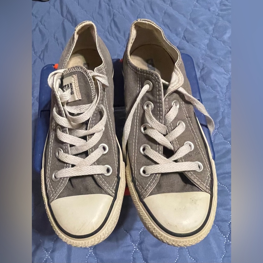 Gray White Converse ALL  Chuck Taylor Low Top Sz 3 - Picture 3 of 12